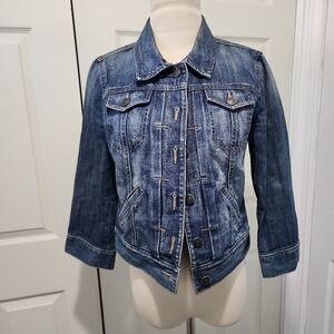 ANN TAYLOR LOFT Jacket Women's 4 Blue Denim Pockets Button